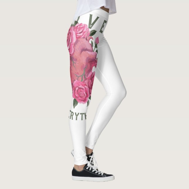 Love Makes Everything Grow – Romantic Floral Art  Leggings (Right)