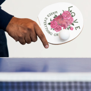 Love Makes Everything Grow – Romantic Floral Art  Ping Pong Paddle