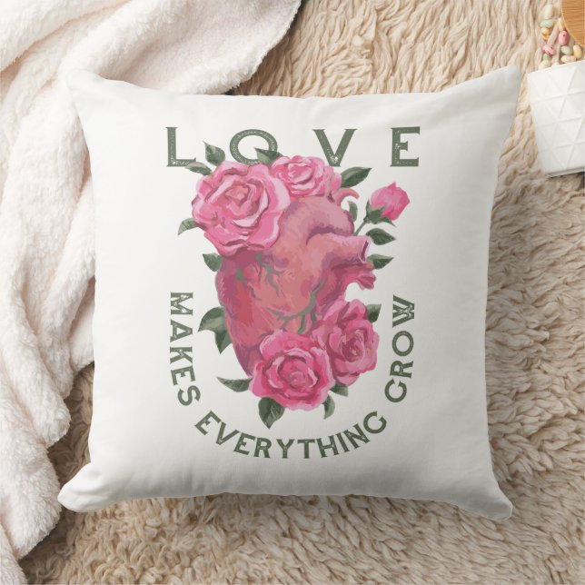 Love makes everything grow      throw pillow (Blanket)
