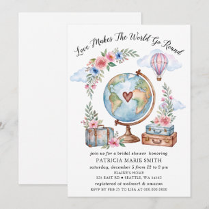 Love Makes The World Go Round Bridal Shower Invitation