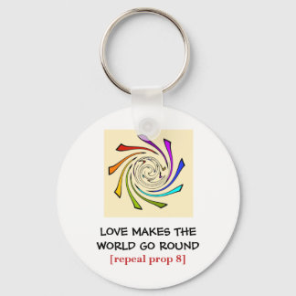 love makes the world go round/repeal prop 8 keychain