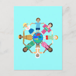 Love makes this world one family postcard