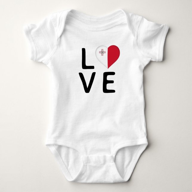 Love - Malta Flag Baby Bodysuit (Front)