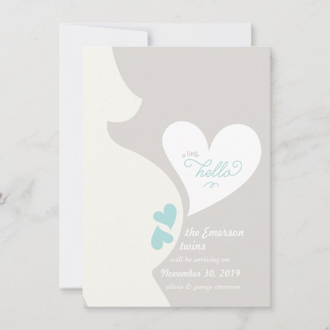 Love Maman's Tummy Twins Pregnancy Faire-part (Devant)