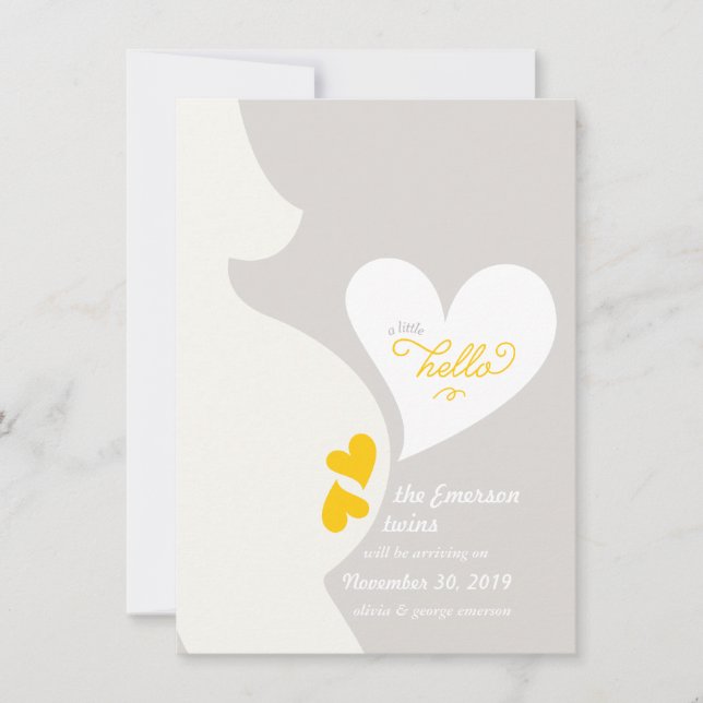 Love Maman's Tummy Twins Pregnancy Faire-part (Devant)