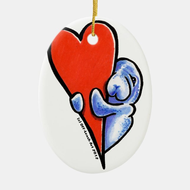 Love Manatees Ceramic Ornament (Front)