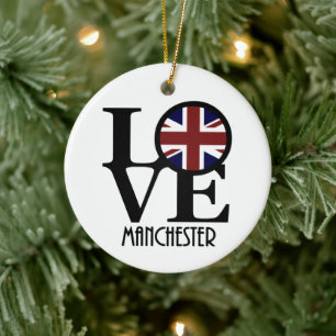 LOVE Manchester England Ceramic Ornament