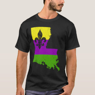 Love Mardi Gras Crawfish New Orleans Louisiana Map T-Shirt