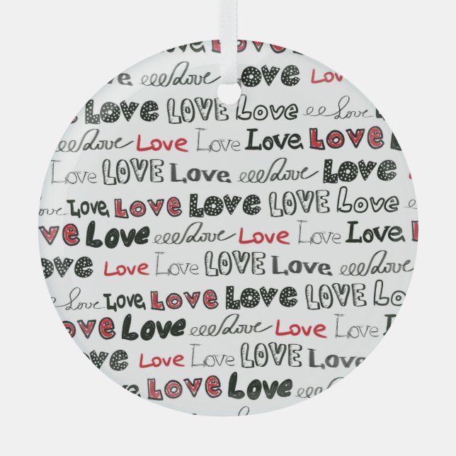 Love Marker Texture Seamless Background Glass Ornament (Front)
