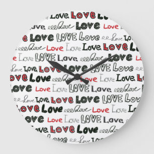 Love Marker Texture Seamless Background Large Clock