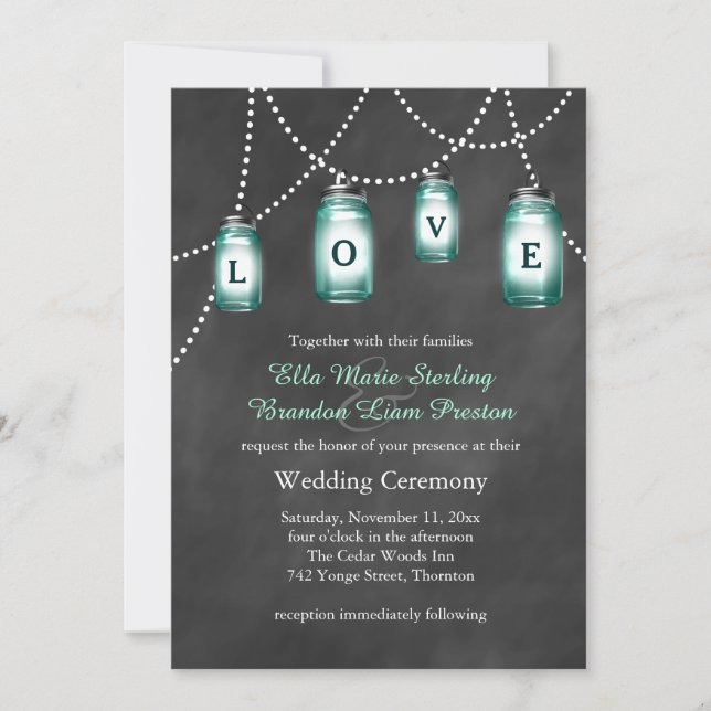 Love Mason Jars Faire-part de mariage (Devant)