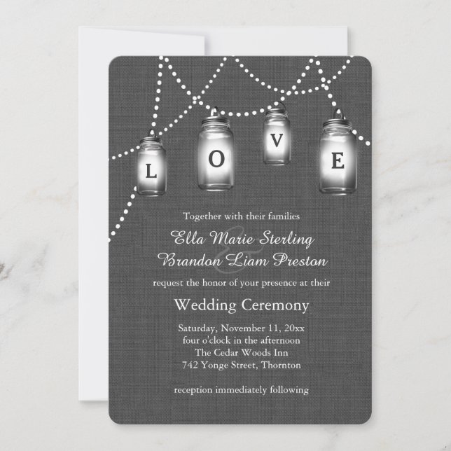 Love Mason Jars Wedding Invitation (Front)
