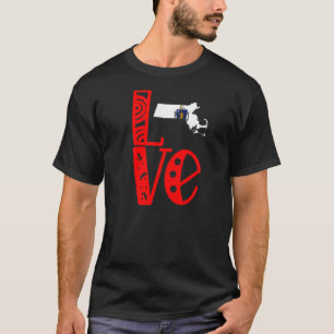 Love Massachusetts In Block Letters T-Shirt