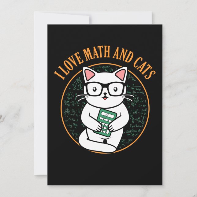 Love Math And Cats Teacher Mathematics Maths Thank You Card (Front)