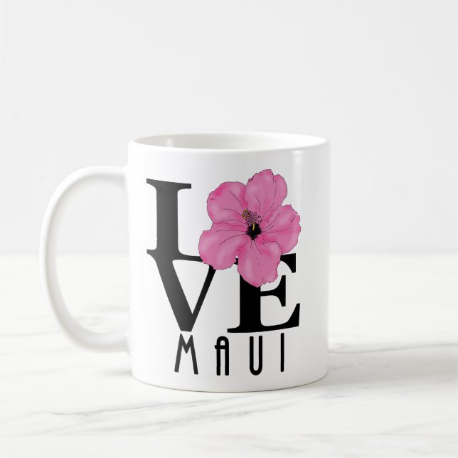 LOVE Maui Pink 11oz Coffee Mug (Left)