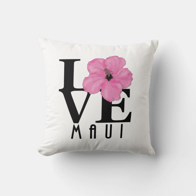 LOVE Maui Pink Throw Pillow (Front)