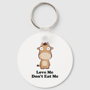 Love Me Don't Eat Me Cow Design Keychain