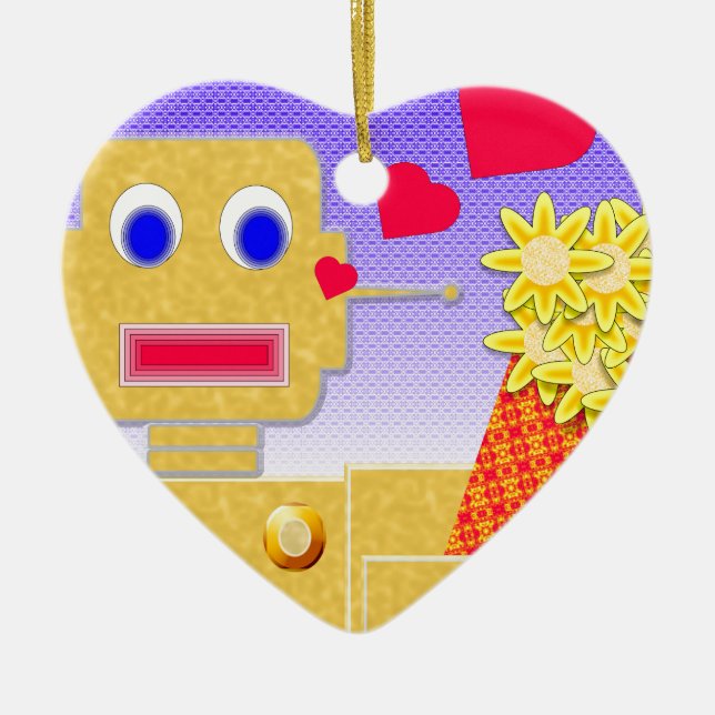 Love Me, I'm a Bot Ceramic Ornament (Front)