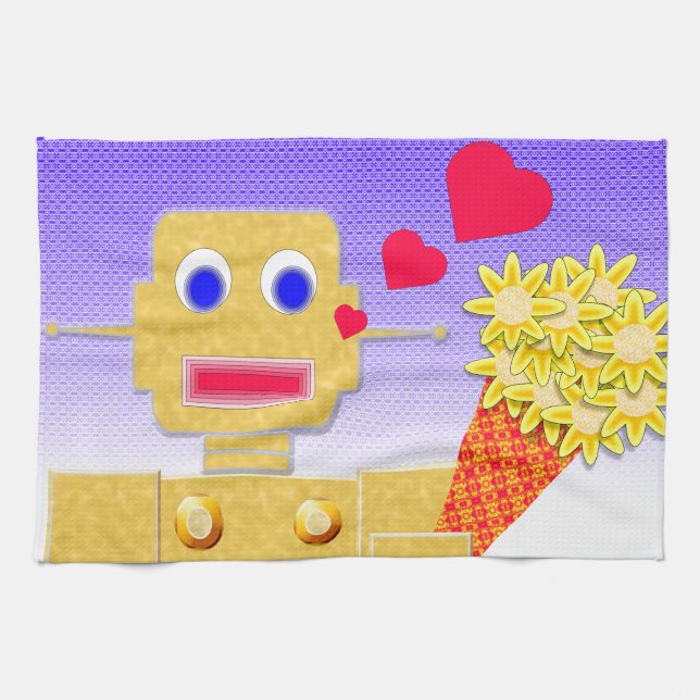Love Me, I'm a Bot Kitchen Towel (Horizontal)