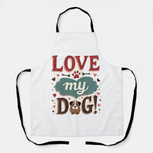 Love Me Love My Dog Vintage Cute Paw Print Dog Lov Apron