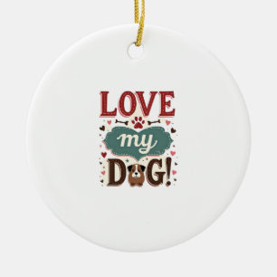 Love Me Love My Dog Vintage Cute Paw Print Dog Lov Ceramic Ornament