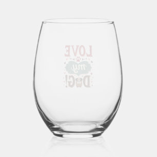 Love Me Love My Dog Vintage Cute Paw Print Dog Lov Stemless Wine Glass