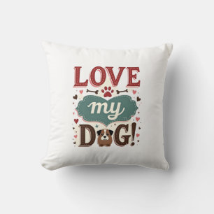 Love Me Love My Dog Vintage Cute Paw Print Dog Lov Throw Pillow