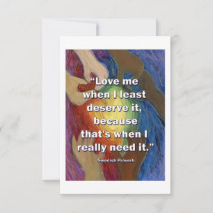 Love Me Swedish Proverb Heart Art Note Card
