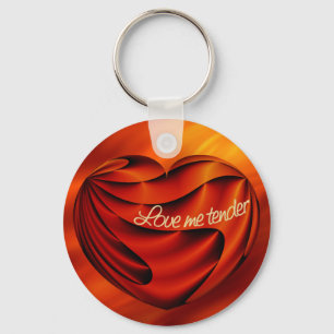 Love Me Tender fire red waves Keychain
