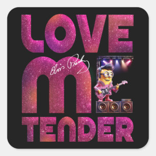 Love me tender square sticker