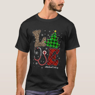 Love Medical Tech Life Leopard Christmas Tree Buff T-Shirt