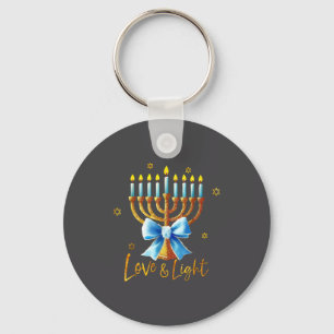 Love Menorah Chanukah Light Hanukkah Blue Coquette Keychain