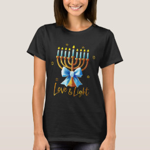Love Menorah Chanukah Light Hanukkah Blue Coquette T-Shirt