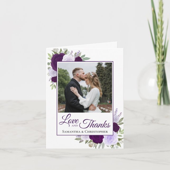 Love & Merci Purple Rose Photo QR Code Mariage (Devant)