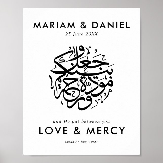 Love & Mercy Elegant Black Muslim Wedding Poster (Front)