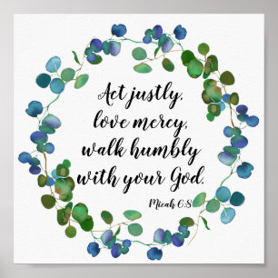 Love Mercy Scripture Custom Inspirational Quote Poster