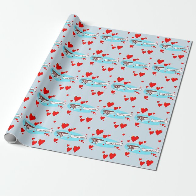 love message with airplane cartoon wrapping paper (Unrolled)