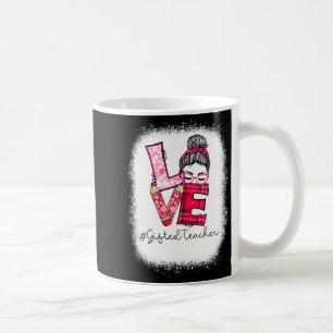 Love Messy Bun Ed Teacher Valentines Day Matching  Coffee Mug