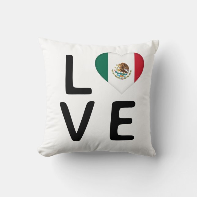 Love - Mexico Flag Throw Pillow (Front)
