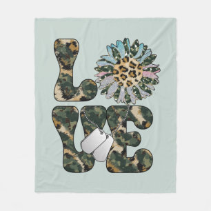 Love Military Sunflower Fleece Blanket