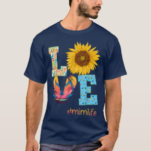 LOVE Mimi Life Flip Flops Hippie Sunflower Summer  T-Shirt