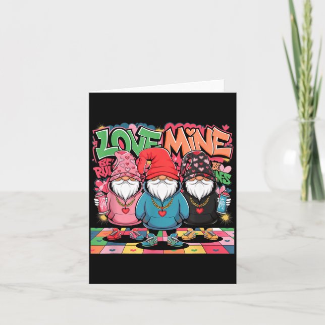 Love Mine Gnomes Urban Street Art Valentines Graff Card (Front)