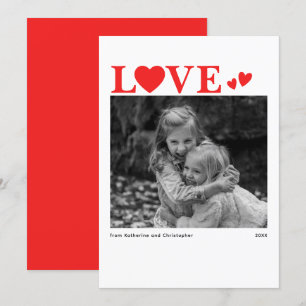 Love Minimalist Modern Red Valentine's Day Photo   Holiday Card