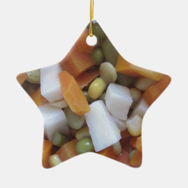 Love Mixed Vegetables Ceramic Ornament (Front)