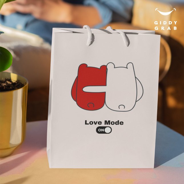 Love Mode On Cute Bear Couple Valentine's  Medium Gift Bag (Creator Uploaded)