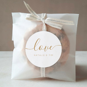Love Modern Calligraphy Wedding Favour Classic Rou Classic Round Sticker