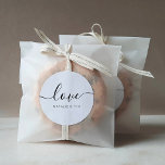Love Modern Calligraphy Wedding Favour Classic Rou Round Sticker<br><div class="desc">Love Favour Sticker with modern calligraphy for Wedding Welcome Bag. Design features a modern style script text layout. To make advanced changes,  please select "Click to customize further" option under Personalize this template.</div>