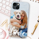 LOVE Modern Custom Pet Photo Paw Print Dog Lover iPhone 13 Case<br><div class="desc">Now you can carry your best friend with you wherever you go with this custom dog pet photo iPhone case . This photo with personalized name design is trendy, elegant, cool and cute. Customize with your favourite dog photo, cat photo, or any pet with paws ! Add name to personalize....</div>