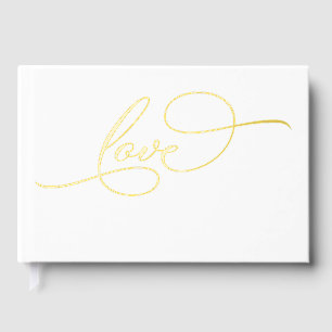 Love Modern Elegant Calligraphy Wedding Guest Book