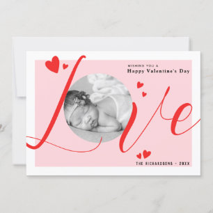 Love Modern Elegant Happy Valentine's Day Photo Holiday Card